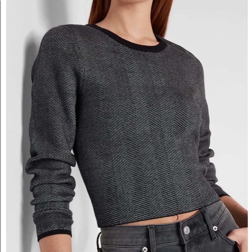 Express Herringbone Print Fitted Sweater